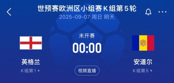 英格兰vs安道尔首发：埃泽、拉什福德先发，凯恩、格伊、赖斯出战