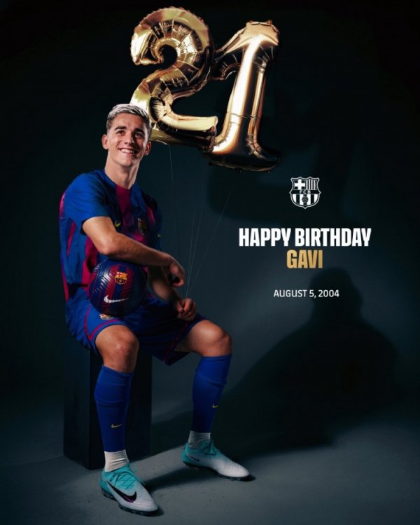 巴萨官方祝加维21岁生日快乐，球员为巴萨出战153场斩获5冠