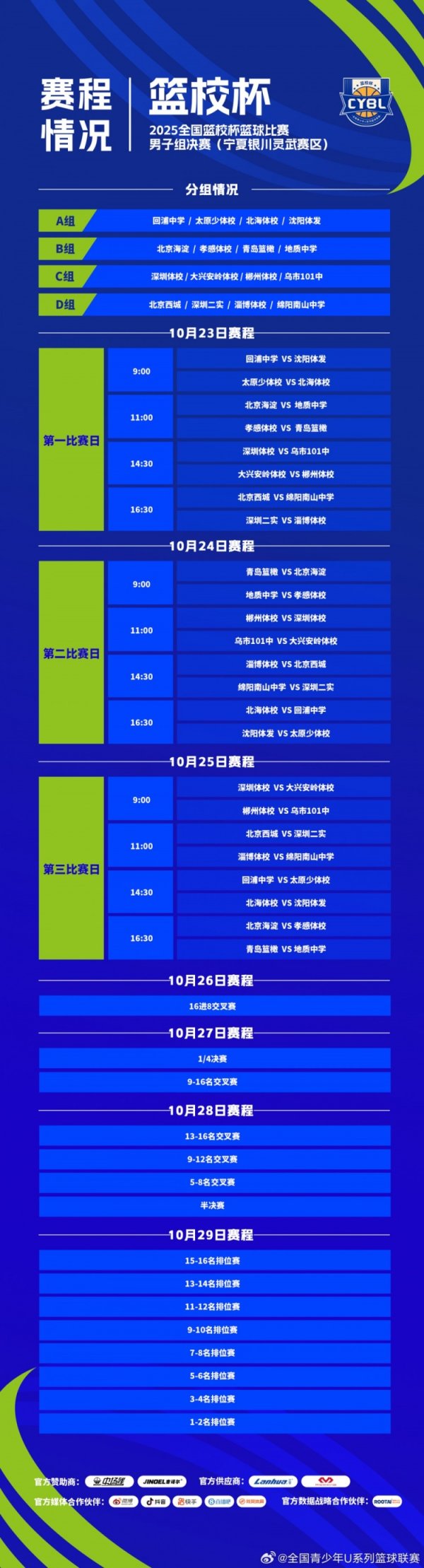 赛程发布！2025年全国篮校杯篮球赛  赛事  男子组总决赛  将于10月23日开赛